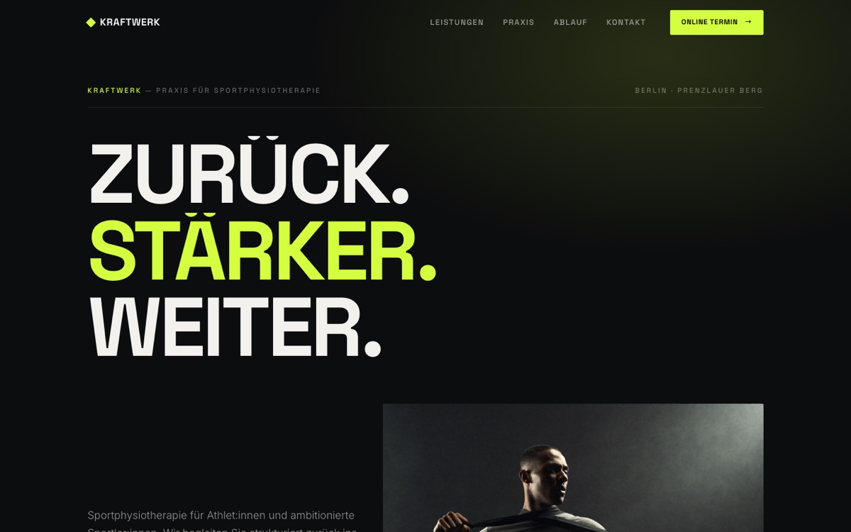 Website-Konzept Kraftwerk – Startseite