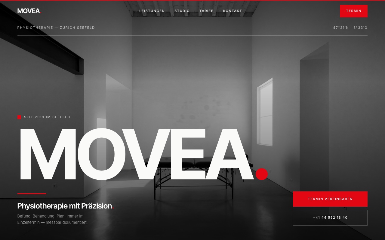 Website-Konzept Movea – Startseite