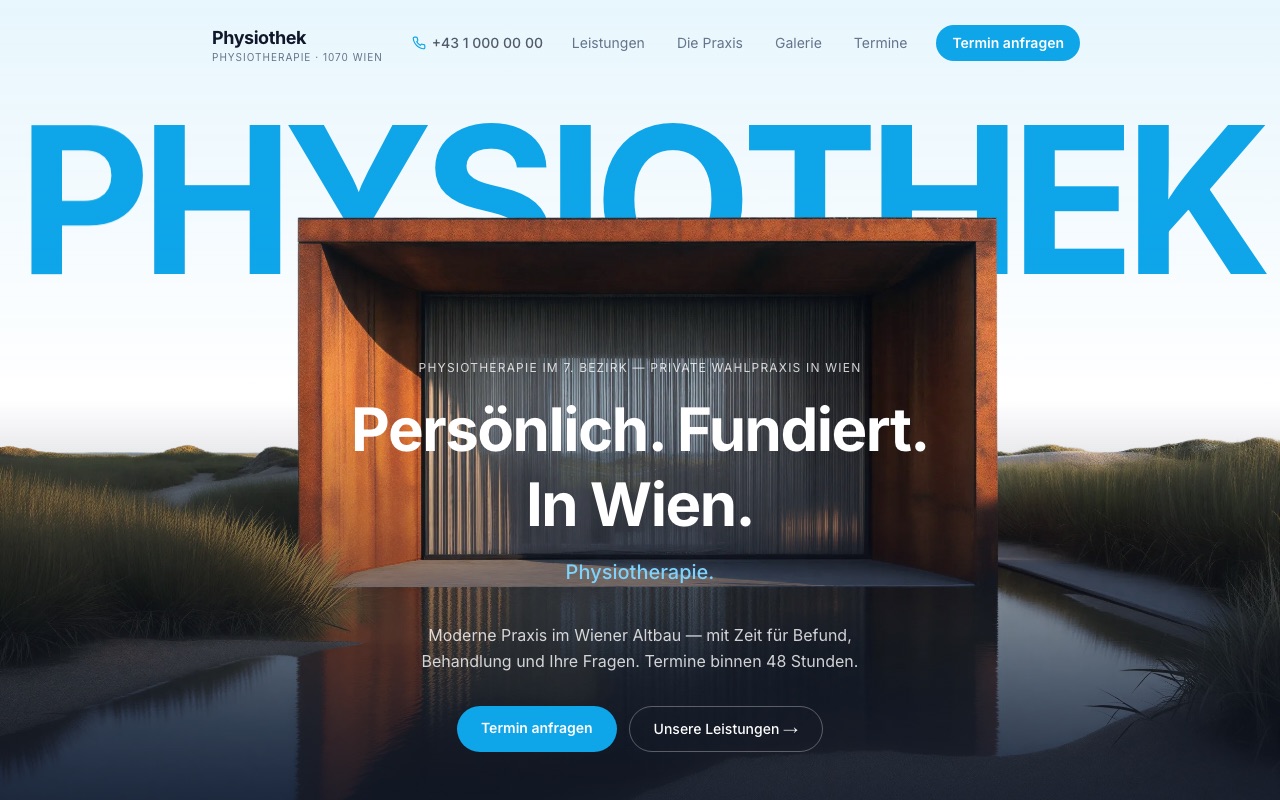 Website-Konzept Physiothek – Startseite