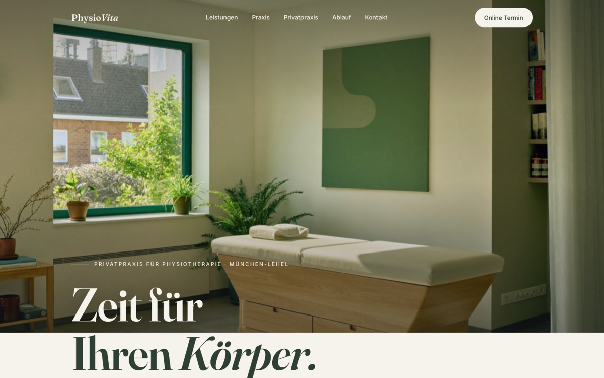 Website-Konzept PhysioVita – Startseite